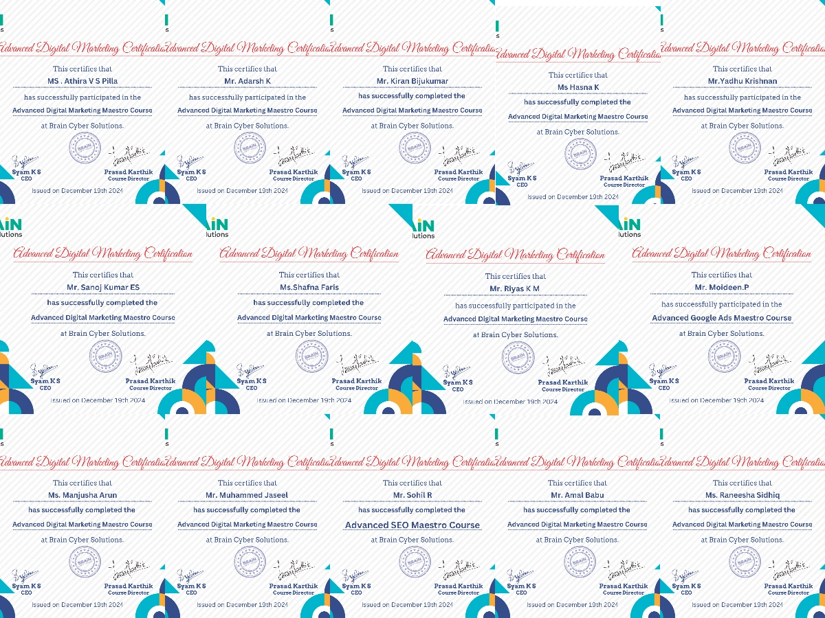 Advanced Digital Marketing Maestro Course – Batch 1 Certificates